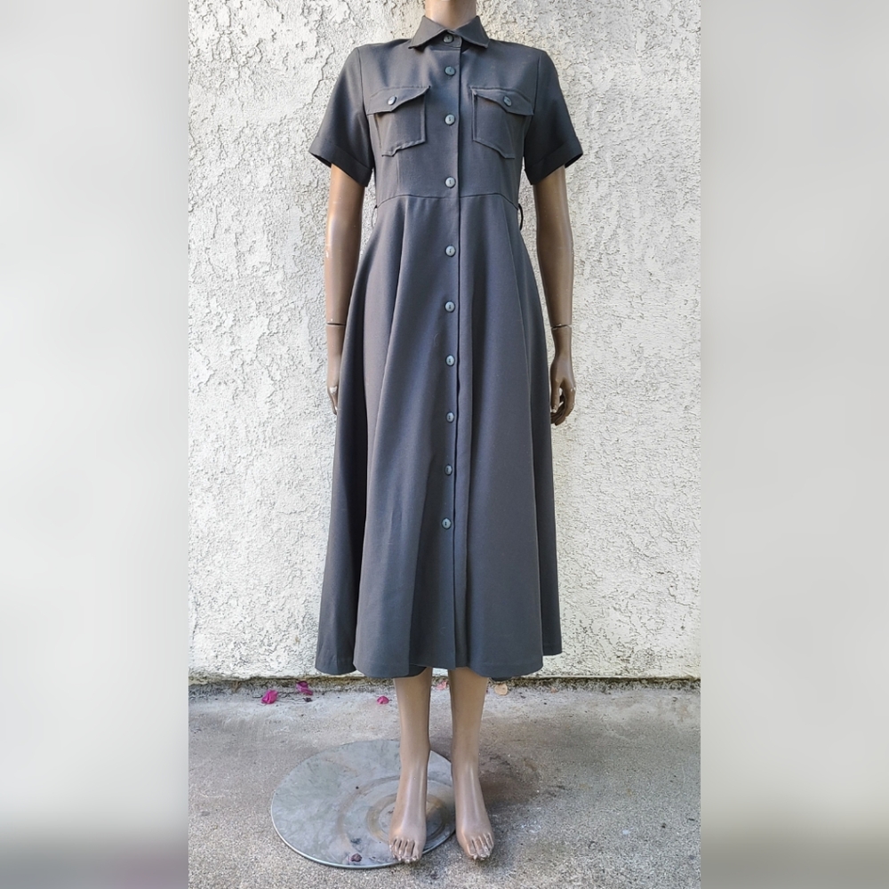 Vintage Gray Button Down Dress